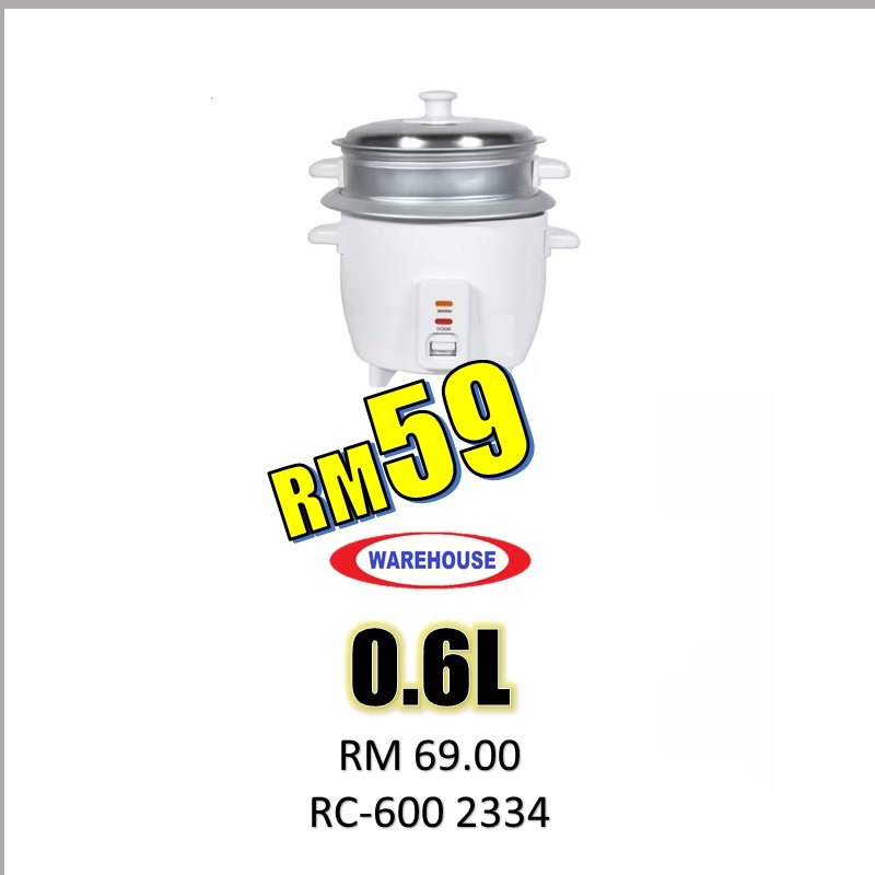 WAREHOUSE RICE COOKER RC-600 0.6 LIT
