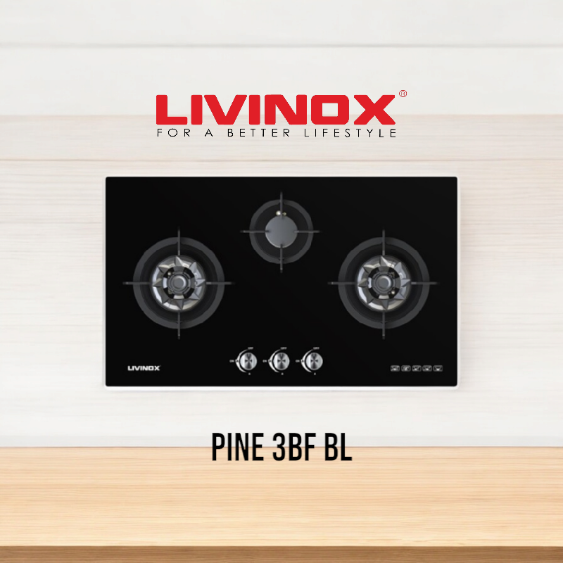 LIVINOX GLASS HOB LGH-PINE 3BF-BL (SAFETY VALVE)